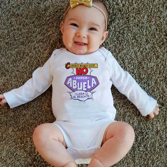 Body mangas largas personalizado super abuela al rescate
