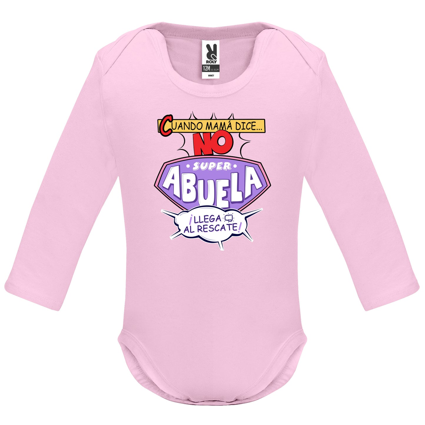 Body mangas largas personalizado super abuela al rescate