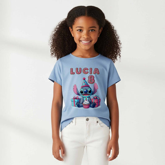 Camiseta cumpleaños Stitch personalizada unisex