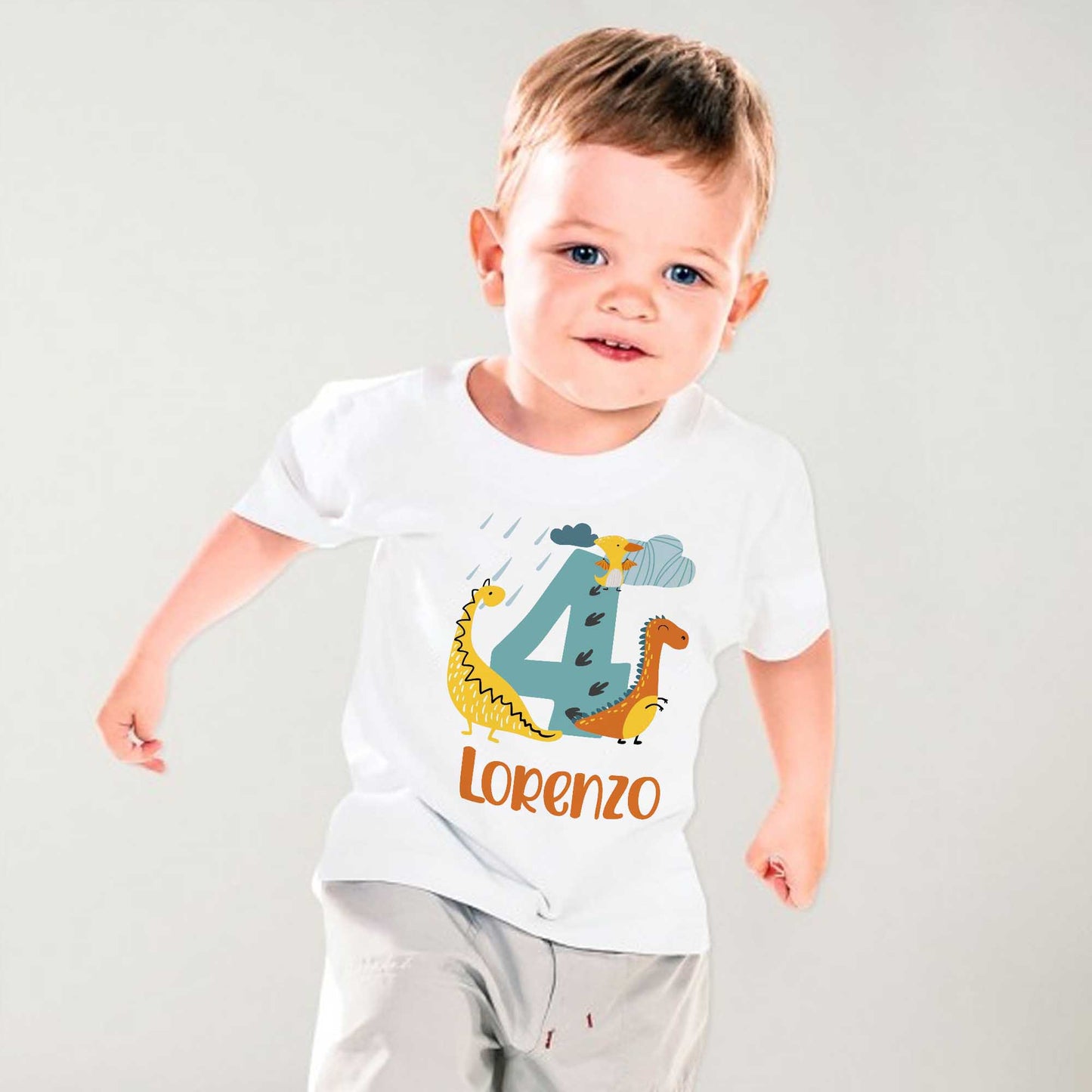 Camiseta personalizada cumpleaño con diseño de dinosaurios