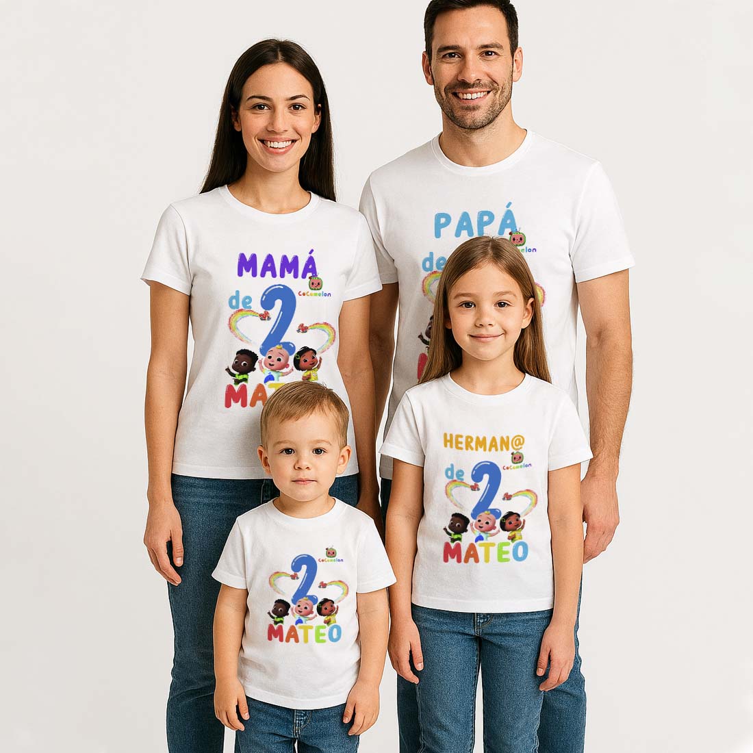 Camiseta cocomelon personalizada para familia