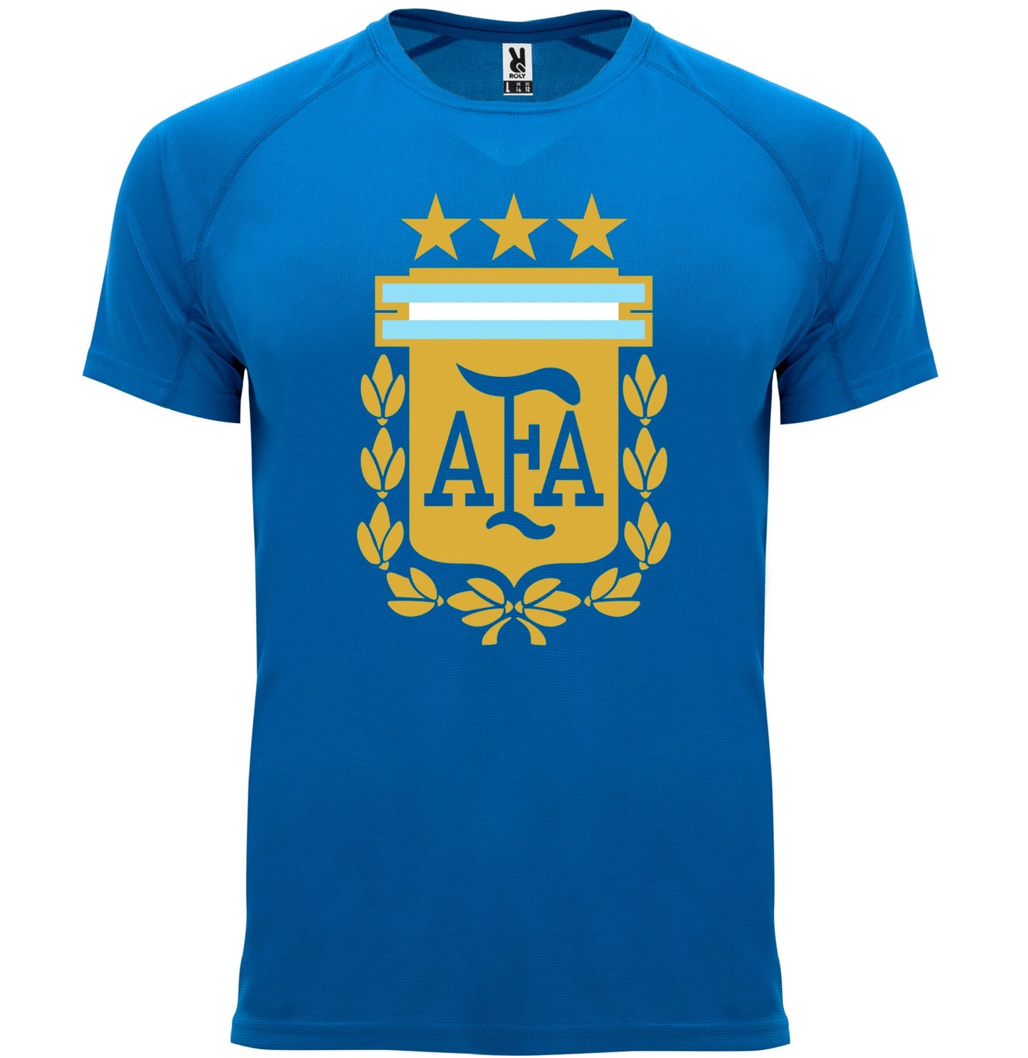 Camiseta deporte logo AFA con tres estrellas