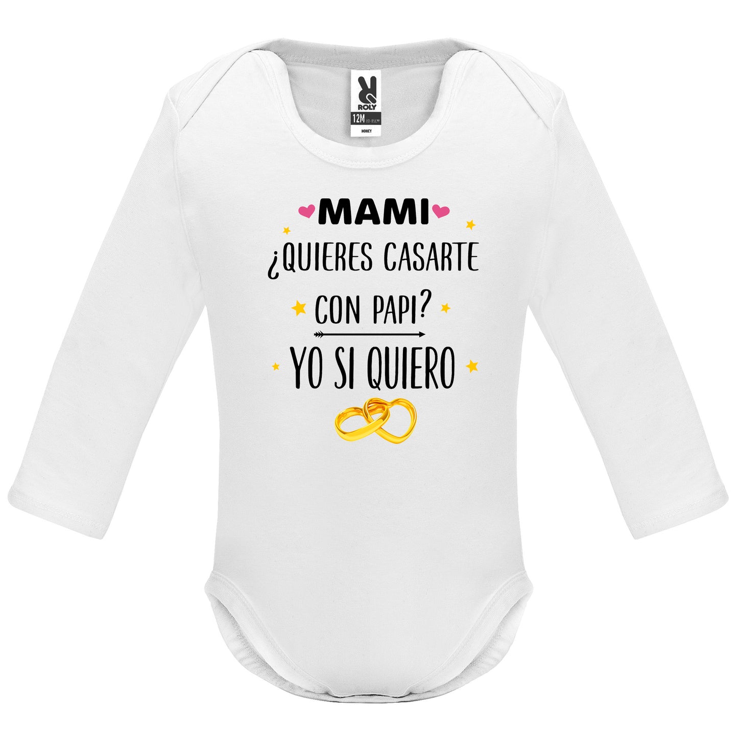 Body de Bebé mangas largas mami quieres casarte con papi