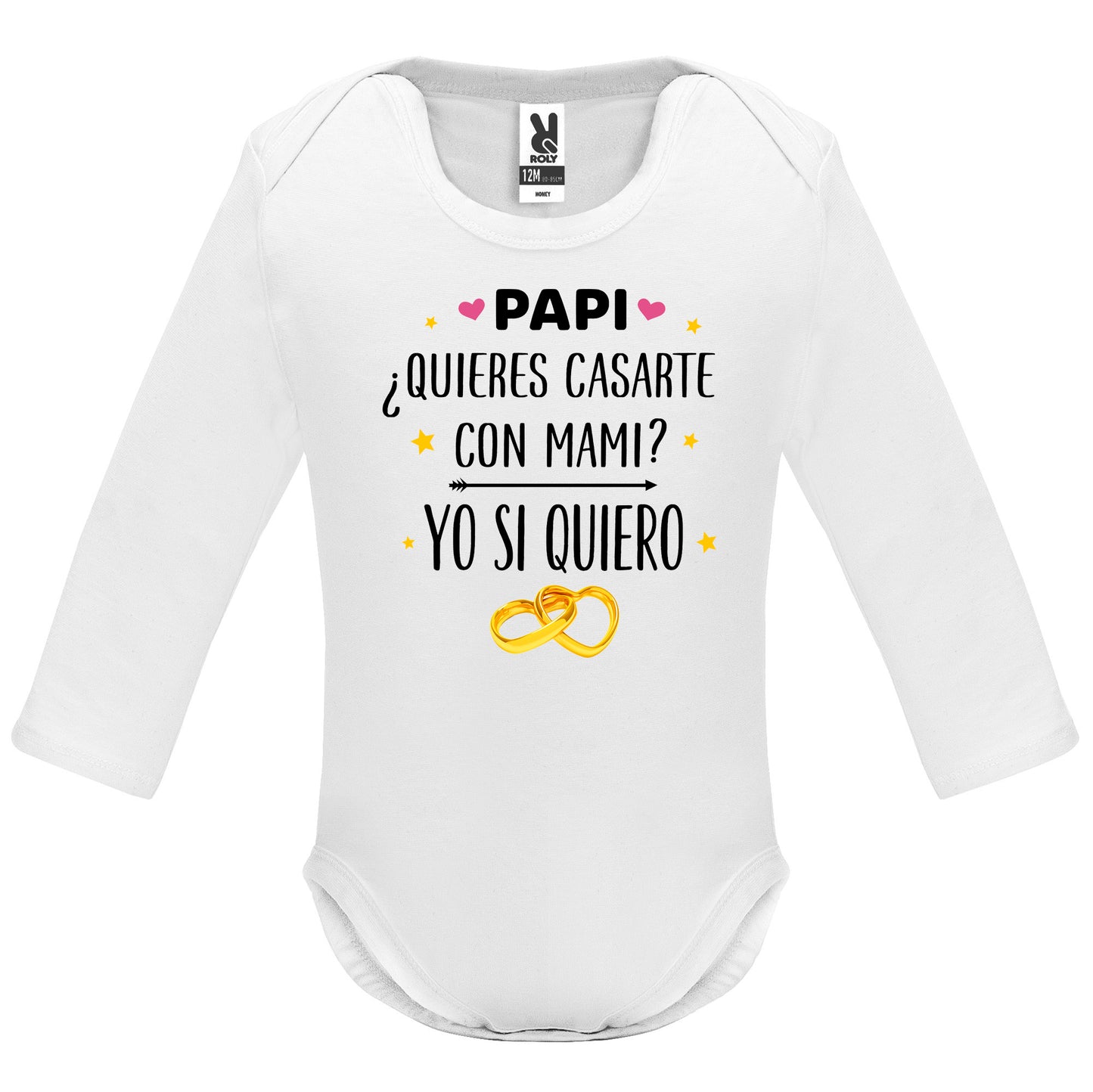 Body de Bebé mangas largas Papi quieres casarte con mami