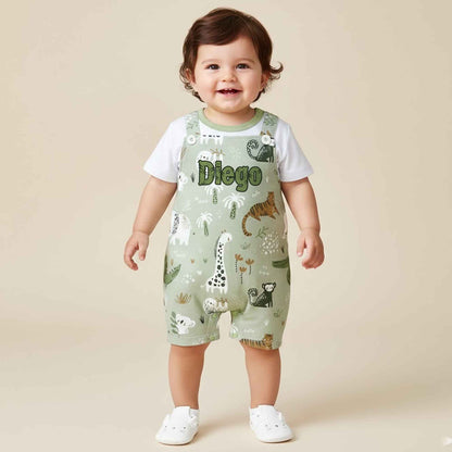 Body de bebe mangas cortas diseño zoo personalizado