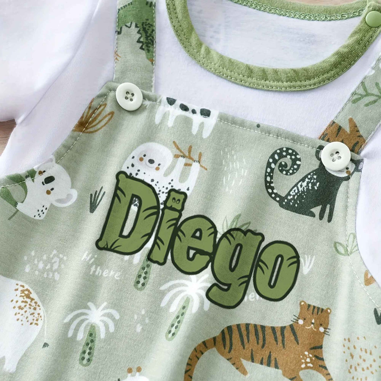 Body de bebe mangas cortas diseño zoo personalizado