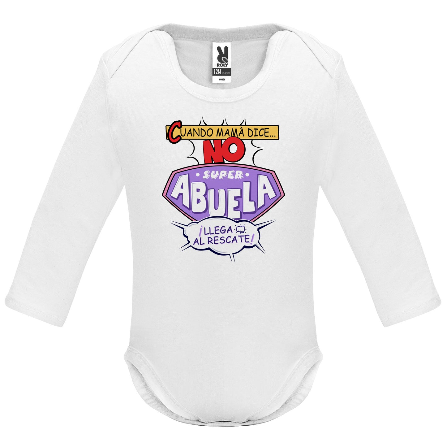 Body mangas largas personalizado super abuela al rescate