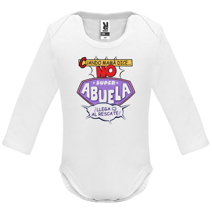 Body mangas largas personalizado super abuela al rescate