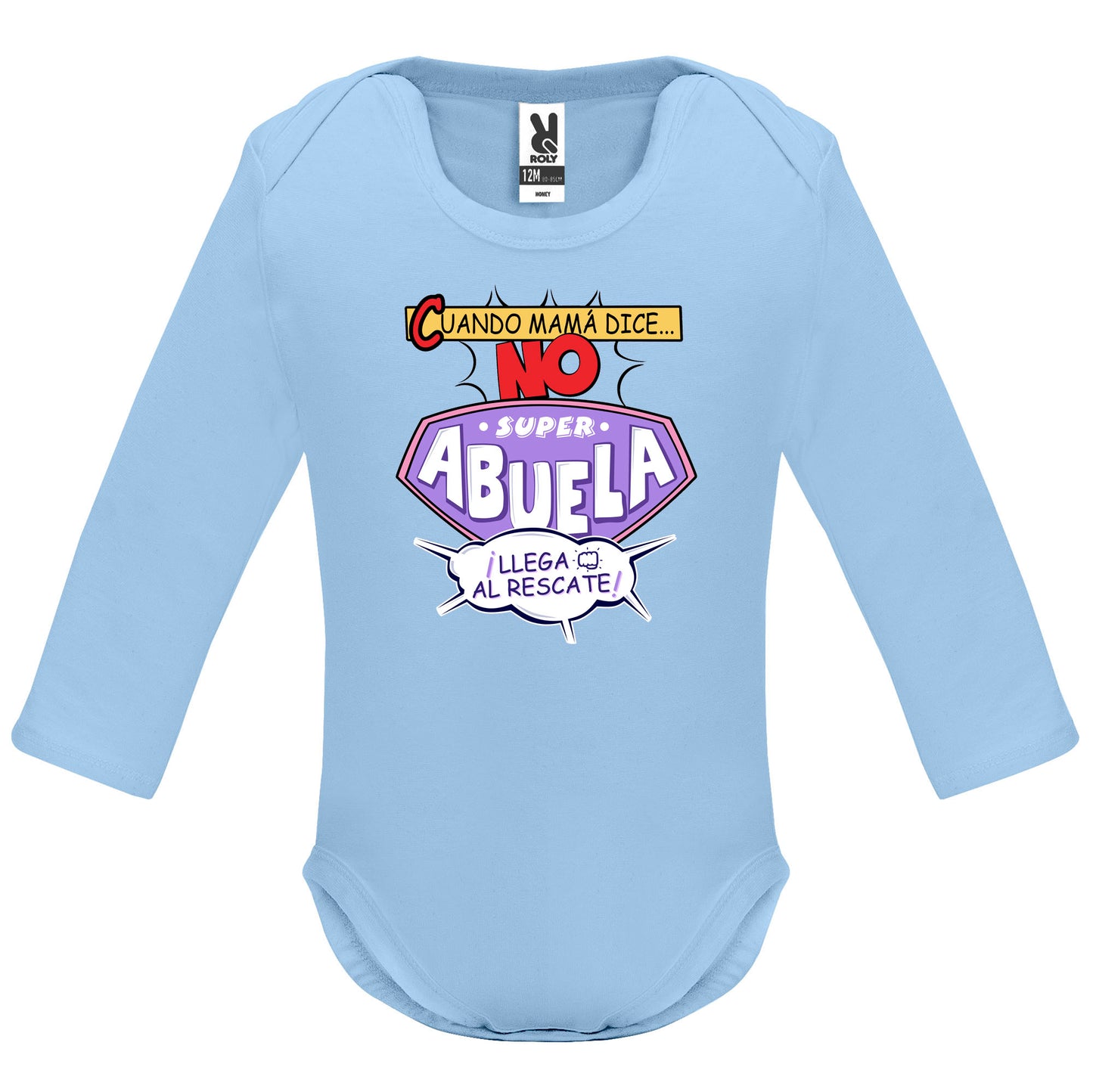 Body mangas largas personalizado super abuela al rescate
