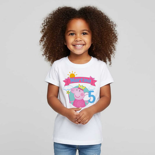 Camiseta cumpeaños Peppa Pig personalizada