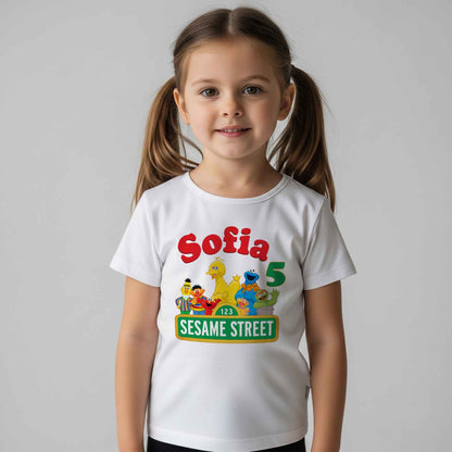 Camiseta cumpleaños Barrio Sésamo personalizada
