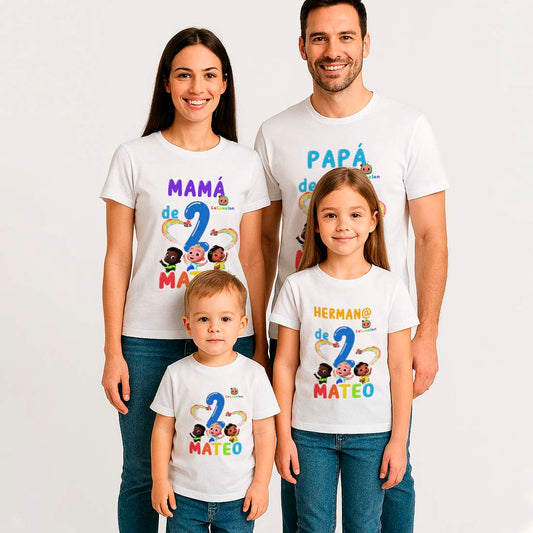 Camiseta cocomelon personalizada para familia