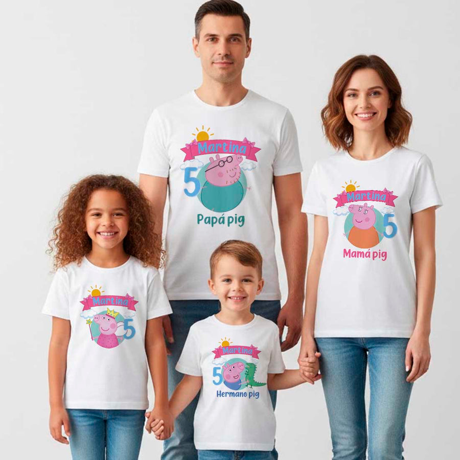 Camiseta Peppa pig familia personalizada