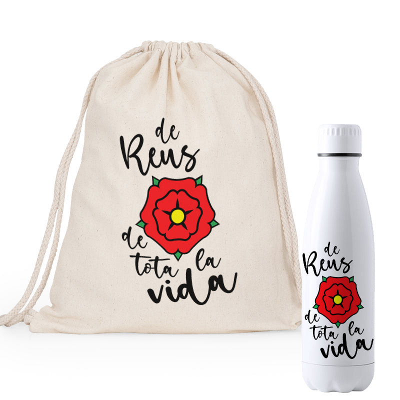 Mochila y botella de Reus de tota la vida