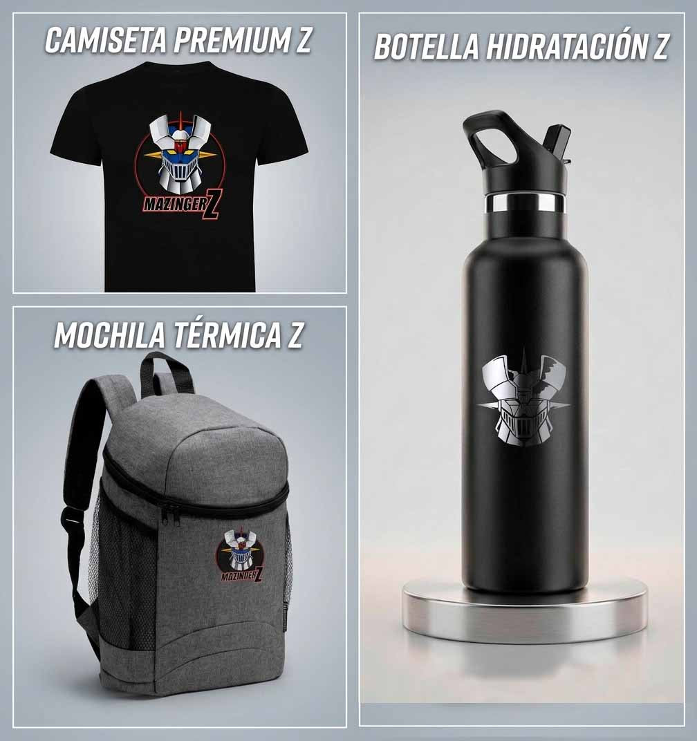 Pack MazingerZ camiseta mochila y botella