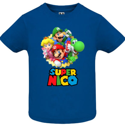 Camiseta Super Mario personalizada con nombre en la espalda