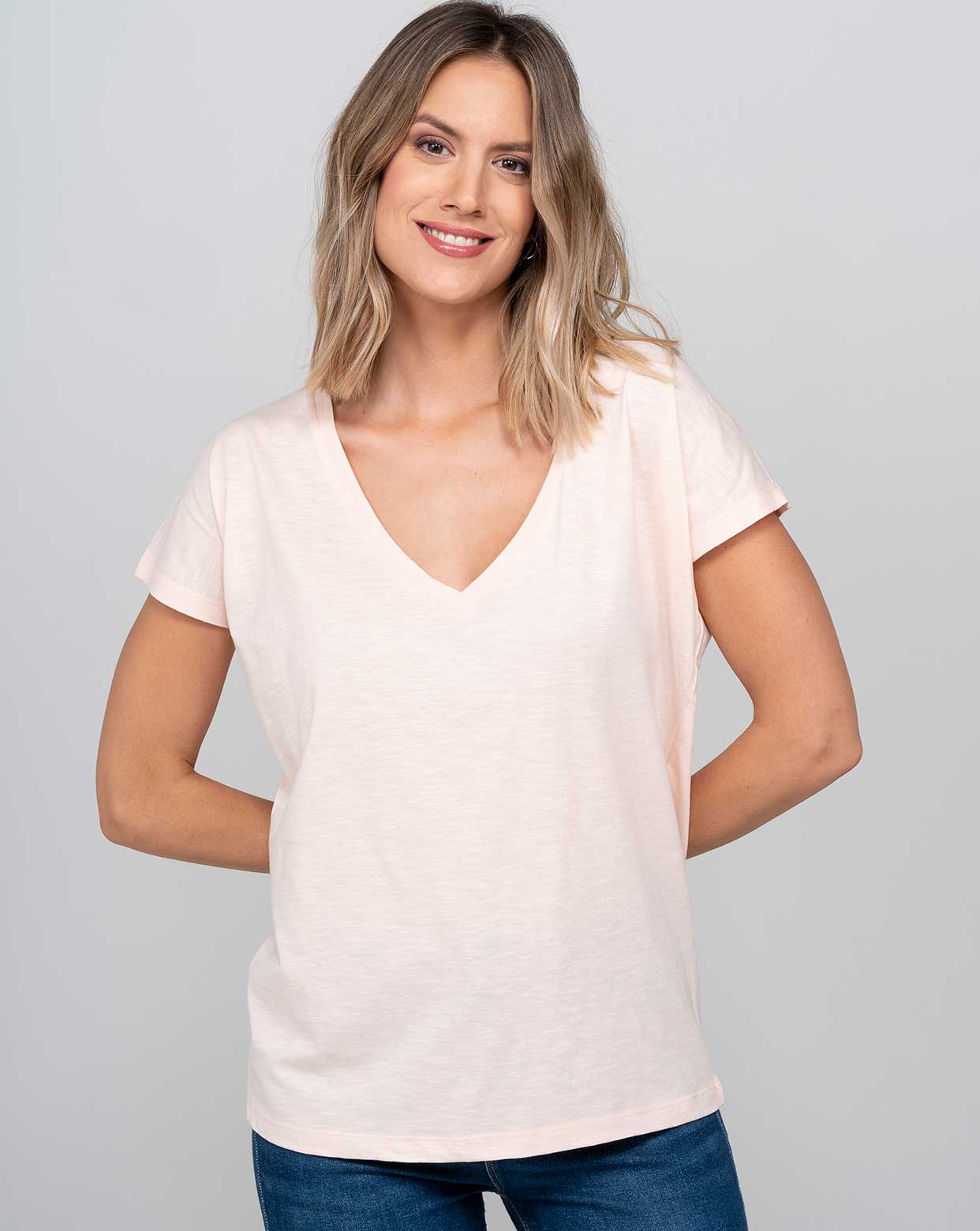Camiseta de mujer manga corta y escote de pico - mr-personaliza