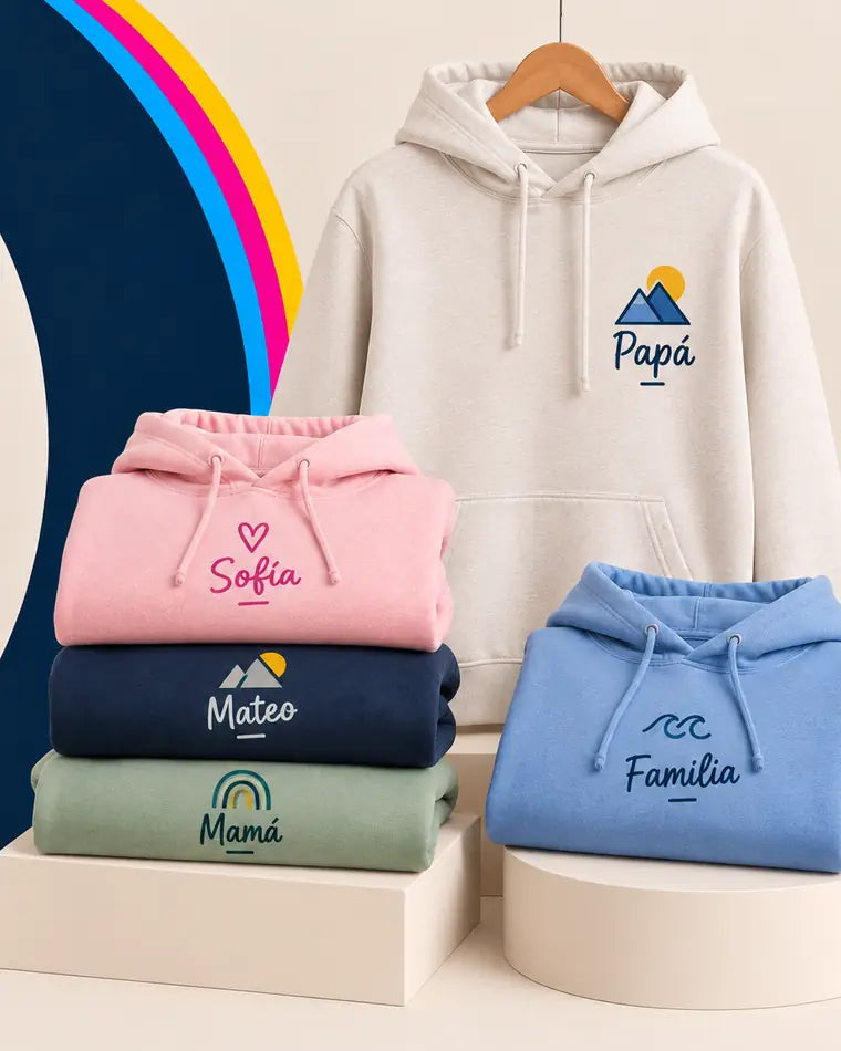 Sudaderas personalizadas con nombre o diseño para toda la familia